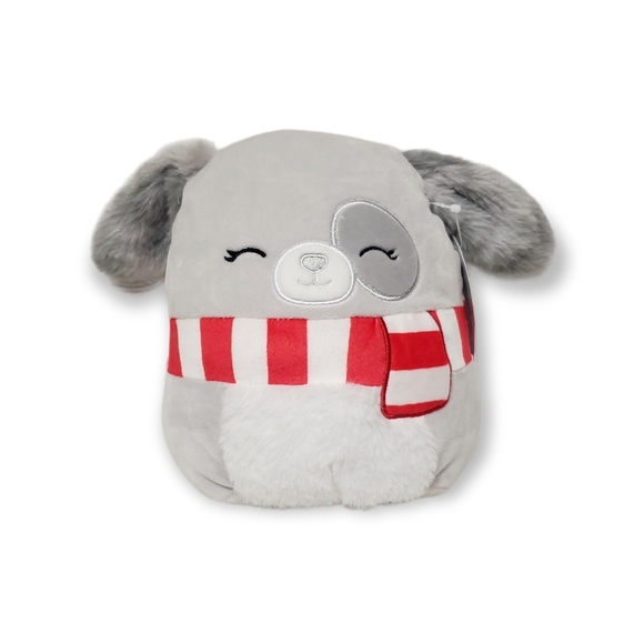 Squishmallows Other - NWT Squishmallow Holiday Ivy The Gray Dog 7.5” With Scarf Kellytoy 2022 Plush